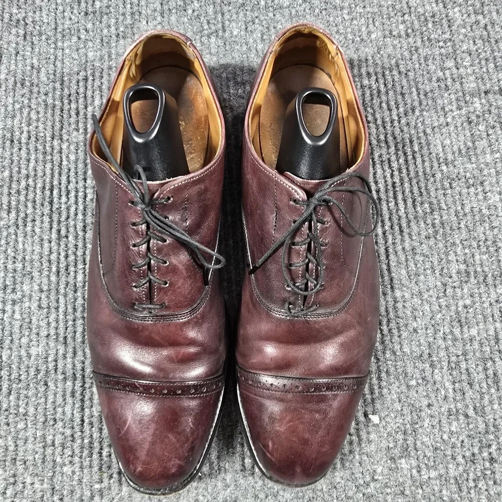 Allen Edmonds Byron Shoes Mens Size 11 D Burgundy‎ Cap Toe Dress Oxford Made USA
